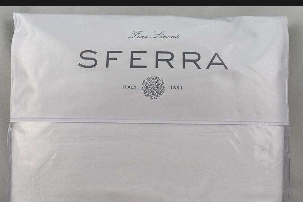 Sferra Fiona 3200 Long Staple Cotton Sateen KING Flat Sheet White